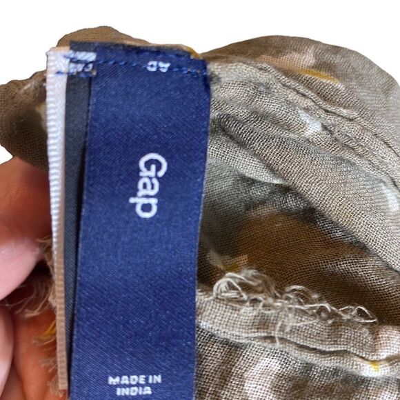 Gap brown skinny long scarf w yellow and white hummingbirds - Picture 4 of 4